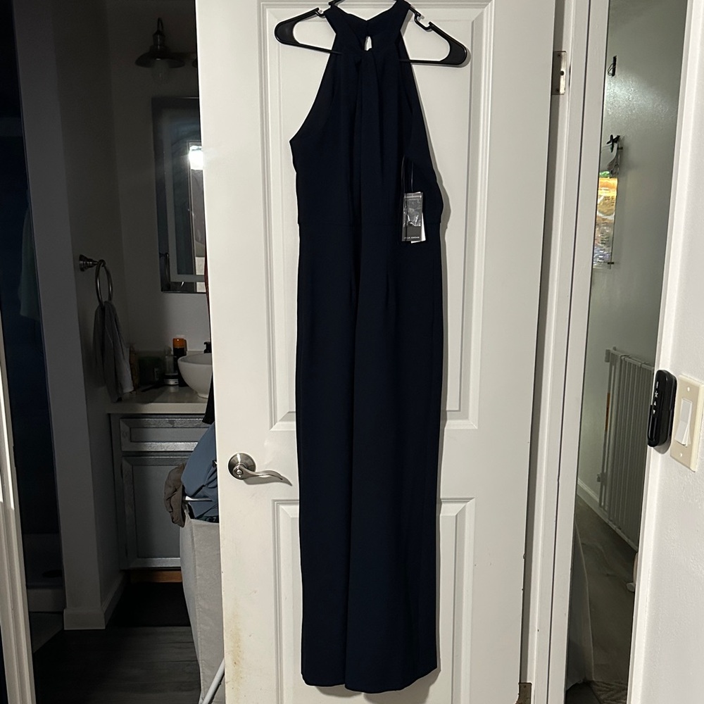 NWT Julia Jordan Elegant Navy Halter Pants Romper Size 8